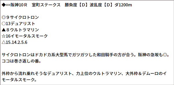 11/14(日) 阪神10R 予想