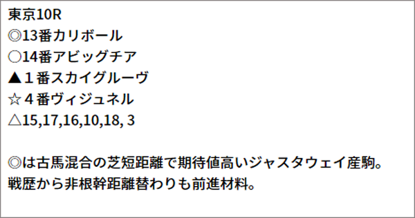 10/16(土) 東京10R 予想