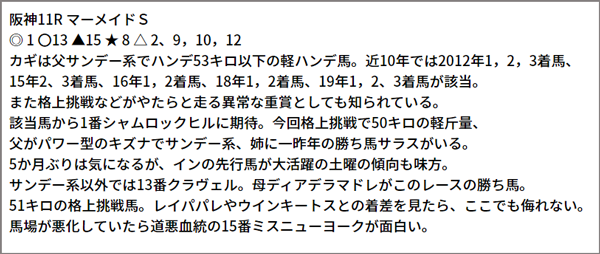 6/20(日) 阪神11R 予想