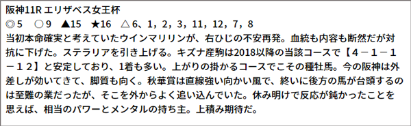 11/14(日) 阪神11R 予想