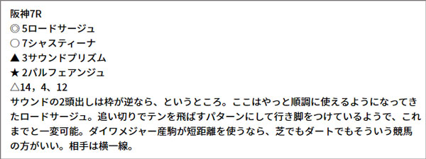 4/2(土) 阪神7R 予想