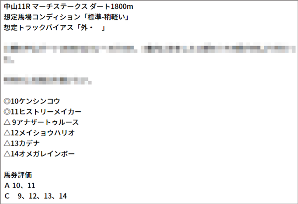 3/27(日) 中山11R 予想